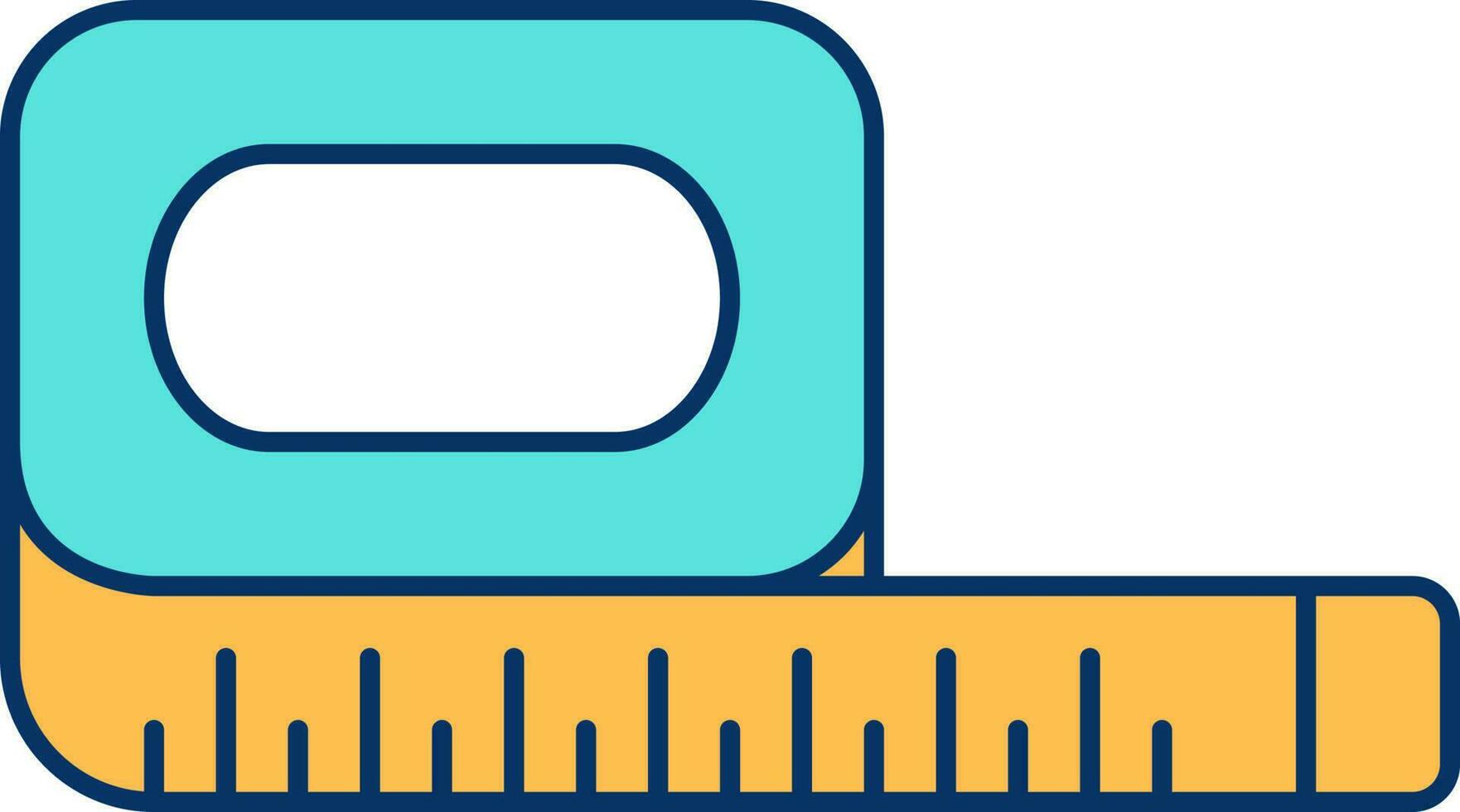 Measuring Tape Icon In Turquoise And Orange Color. vector