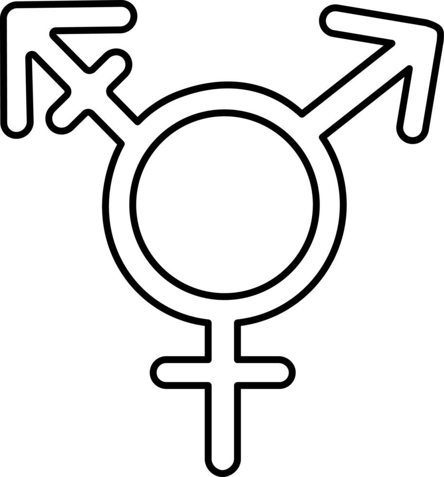 Black Thin Line Art Of Transgender Icon. vector