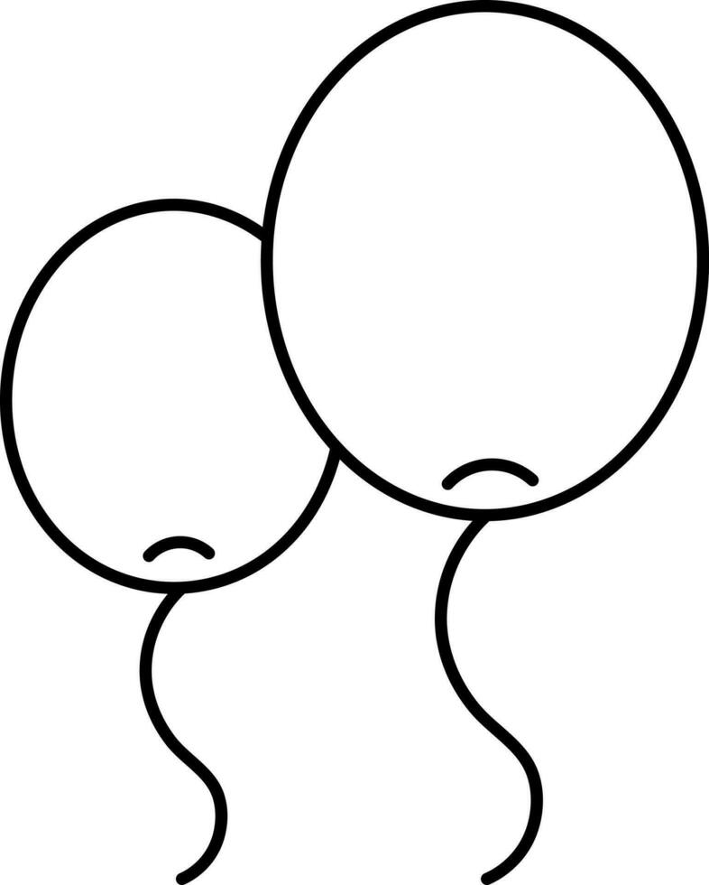 Black Line Art Illustration Of Balloons Icon. vector
