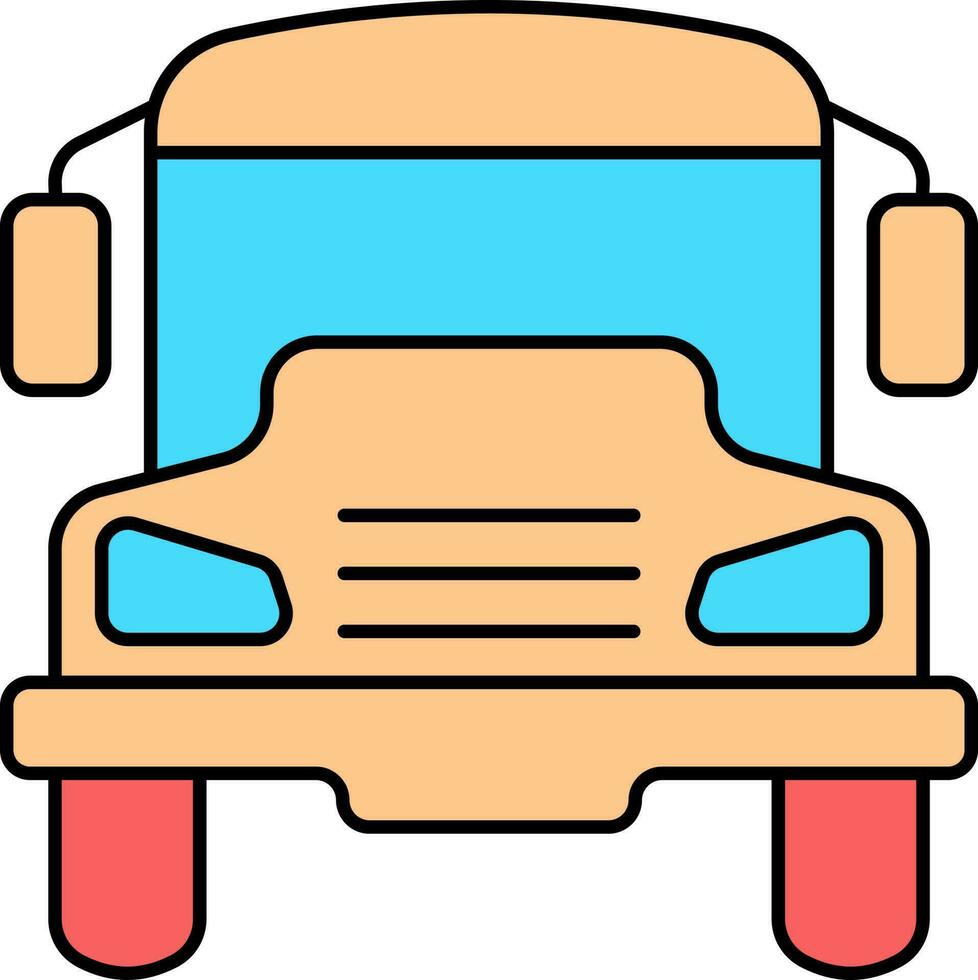 vistoso frente ver camioneta o autobús icono en plano estilo. vector