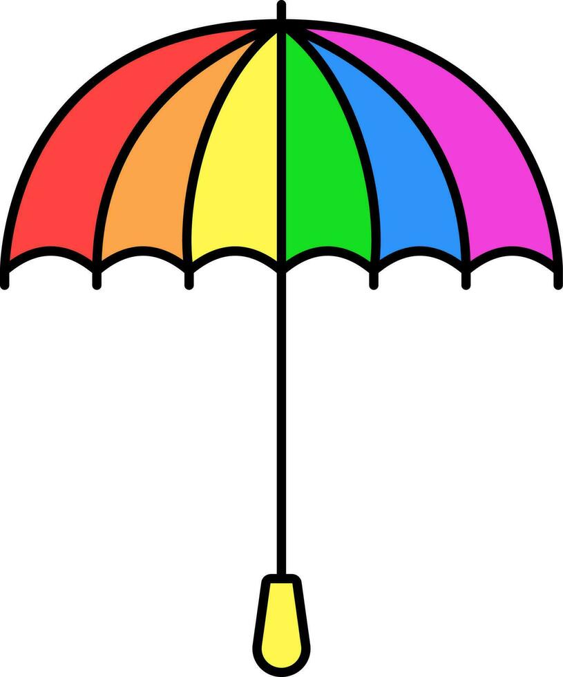 Rainbow Umbrella Open Icon In Flat Style. vector