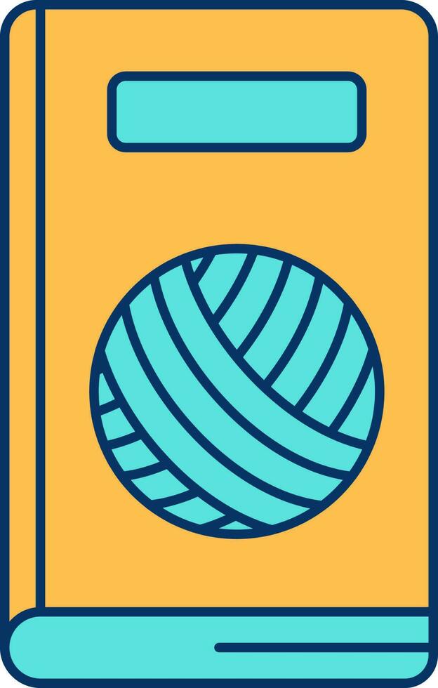 Knitting Book Icon In Turquoise And Yellow Color. vector
