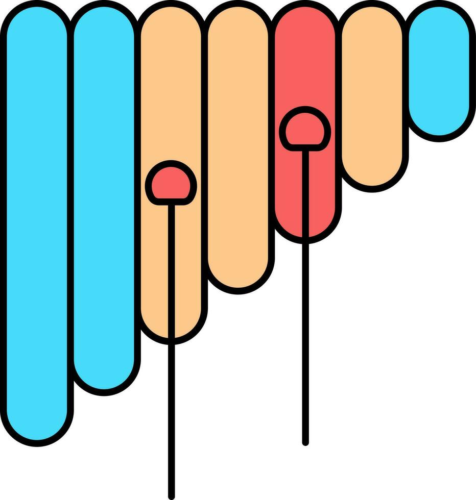 Colorful Xylophone Icon In Flat Style. vector