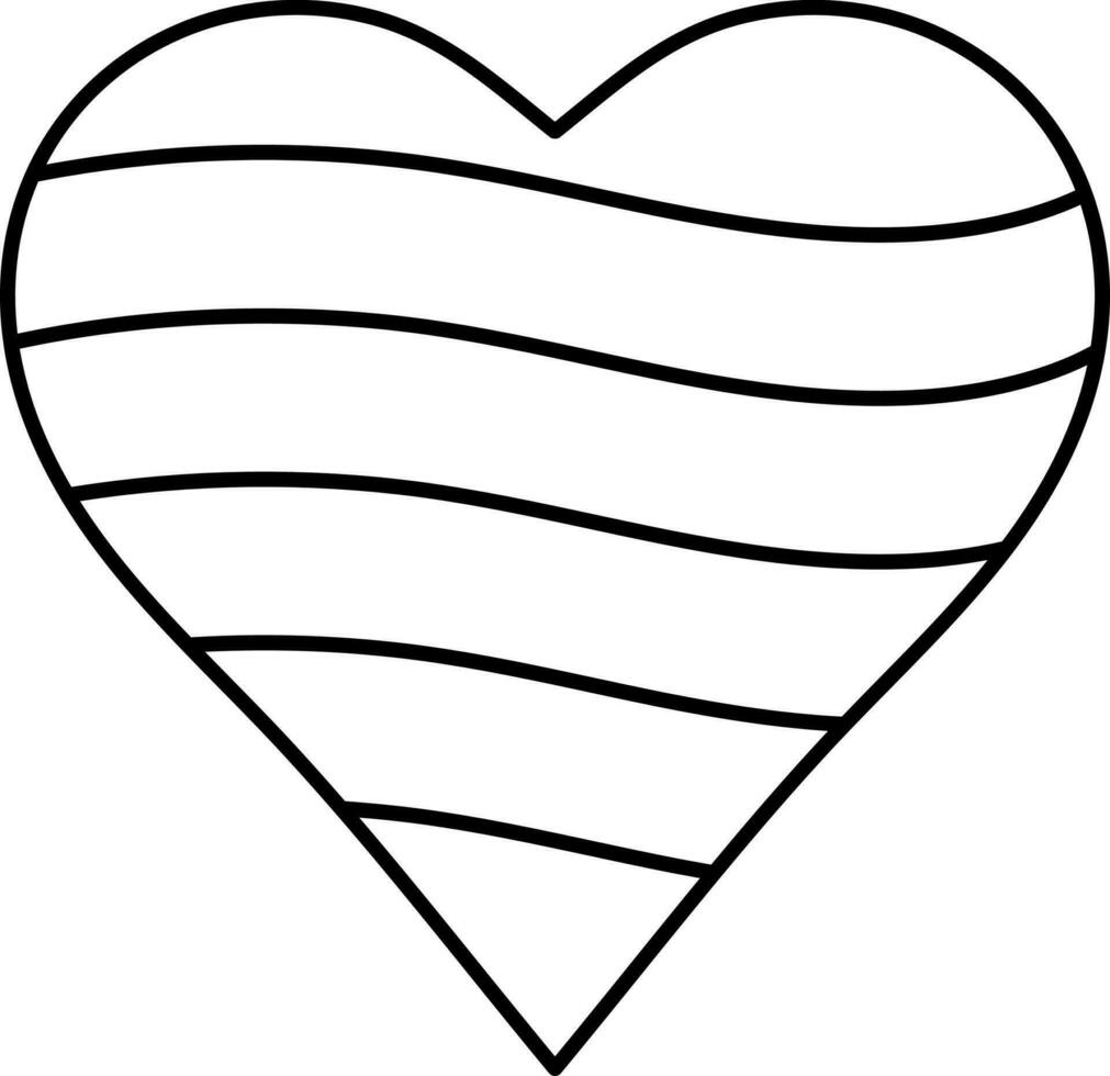 Wavy Stripes Heart Shape Icon In Linear Style. vector