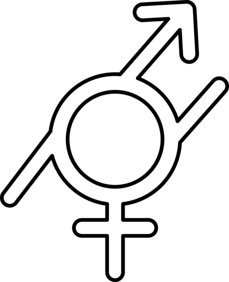 Gender Fluid Icon Or Symbol In Black Thin Line Art. vector