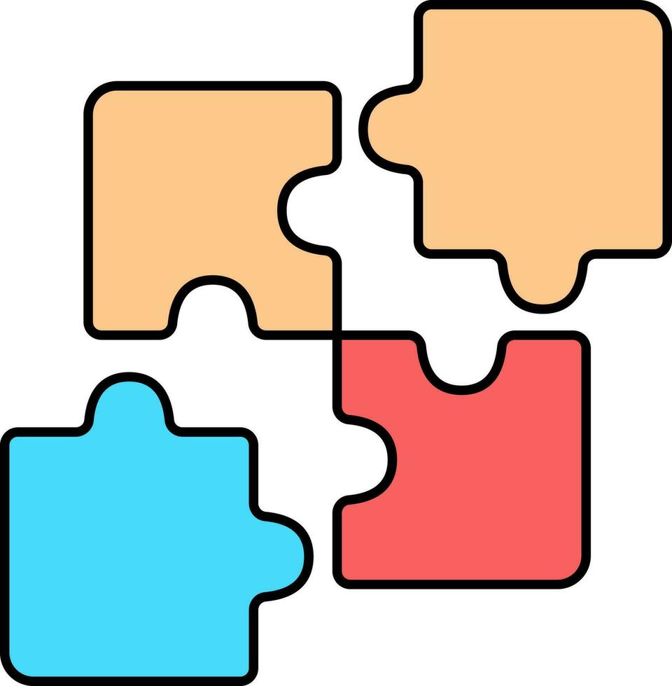 Colorful Jigsaw Icon In Flat Style. vector