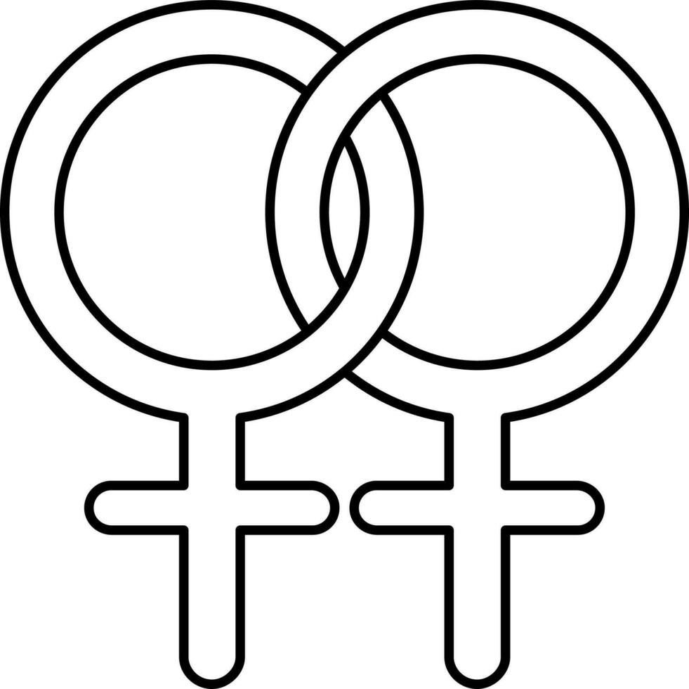 Two Female Gender Icon In Linear Style. vector