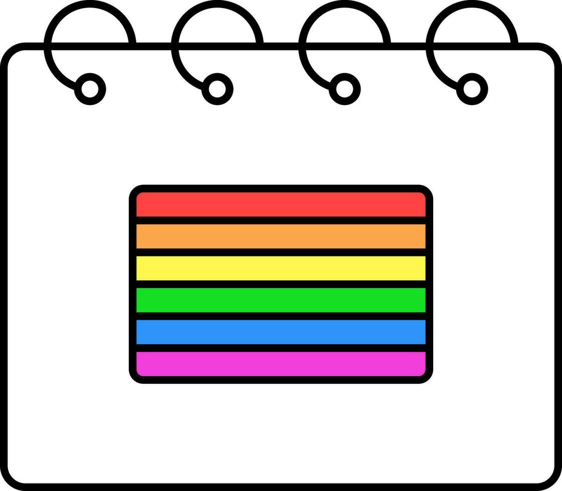 arco iris bandera símbolo calendario icono en plano estilo. vector