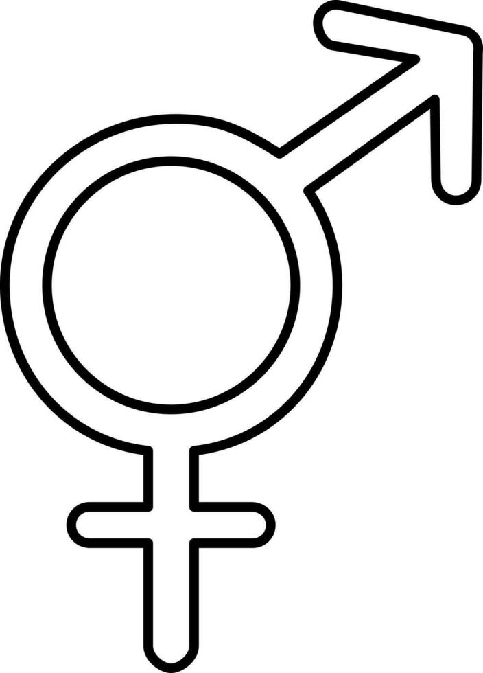 Flat Style Heterosexual Black Thin Line Icon. vector