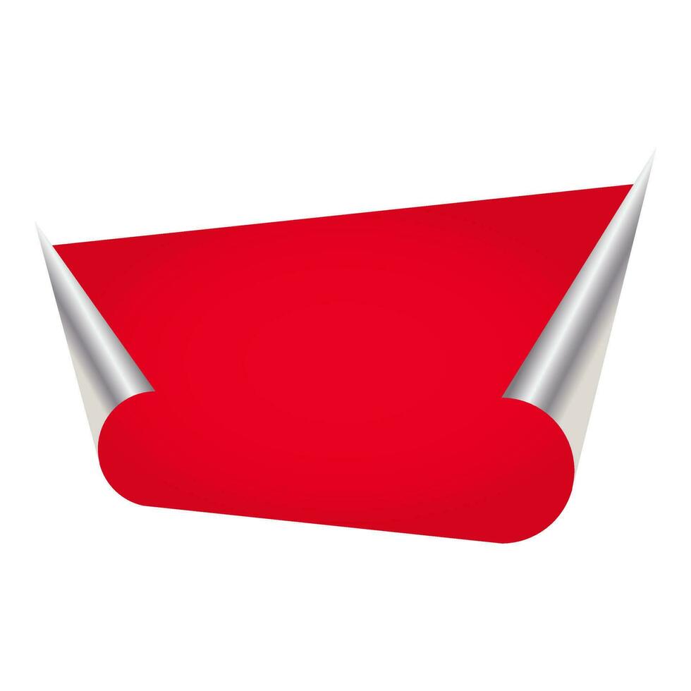 vacío rizo papel etiqueta o bandera elemento en rojo y plata color. vector