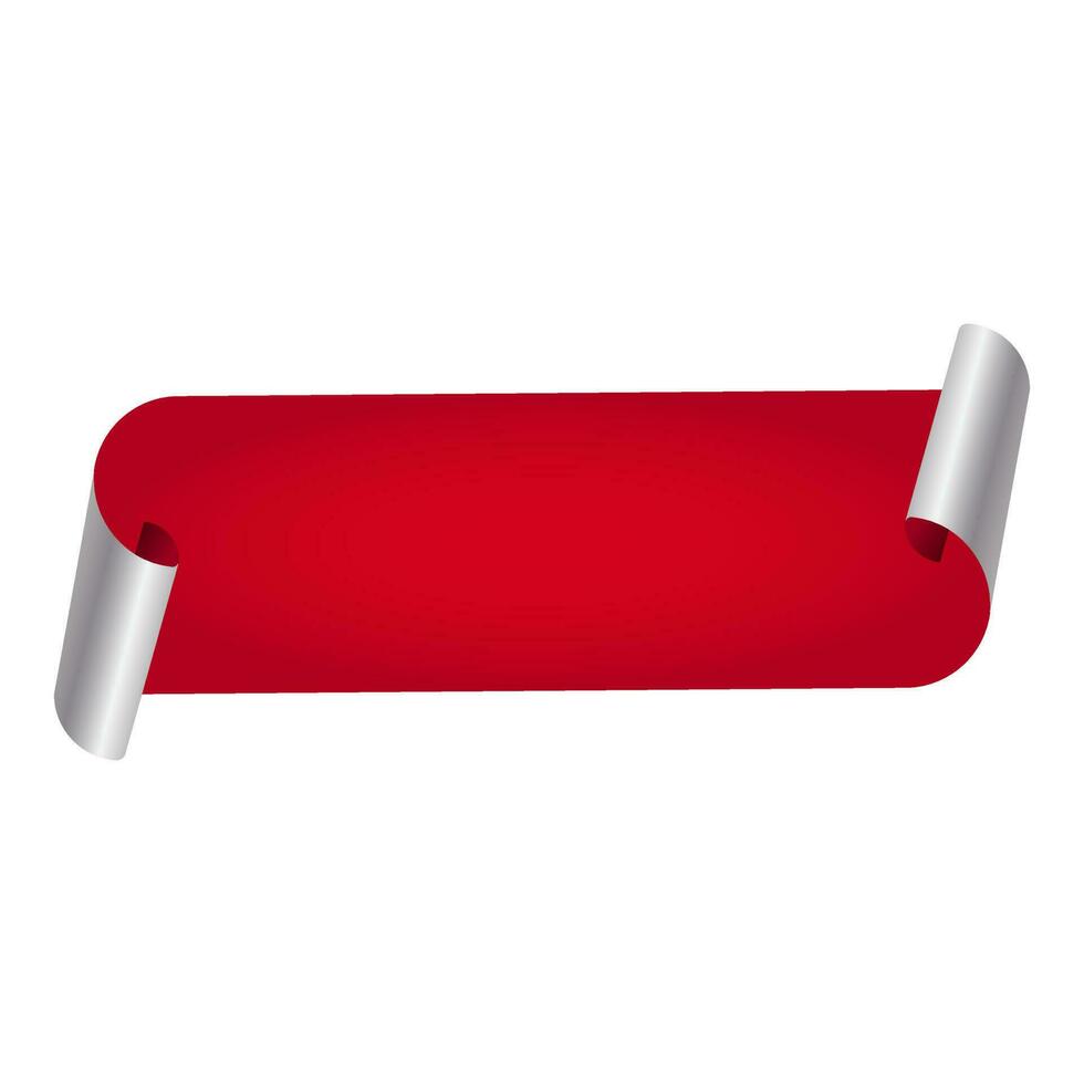 Red Empty Curl Paper Tag Or Banner On White Background. vector