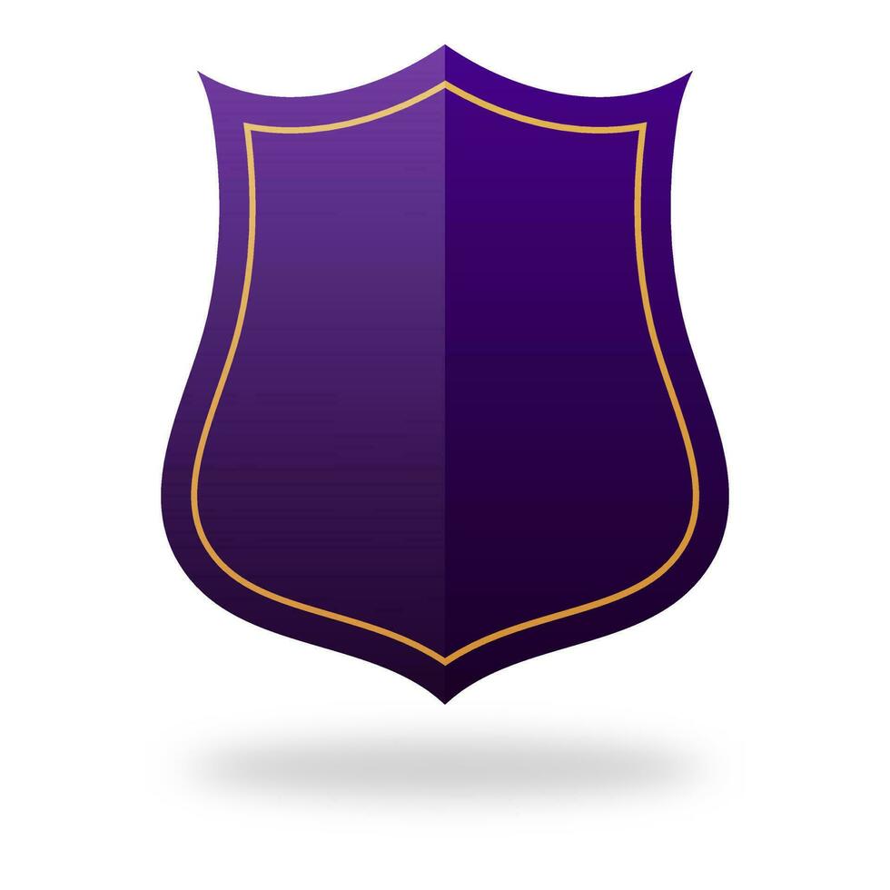 Purple Empty Shield Label Element On White Background. vector