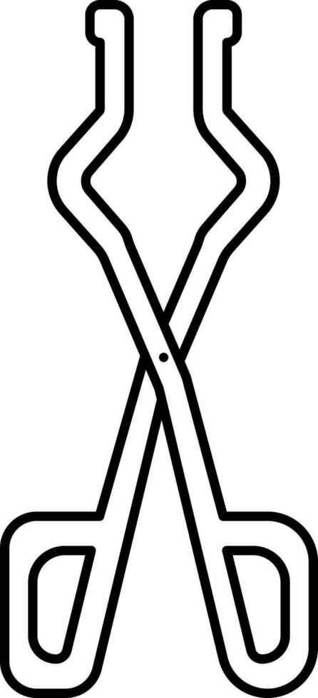 Black Line Art Of Pincers Icon Or Symbol. vector