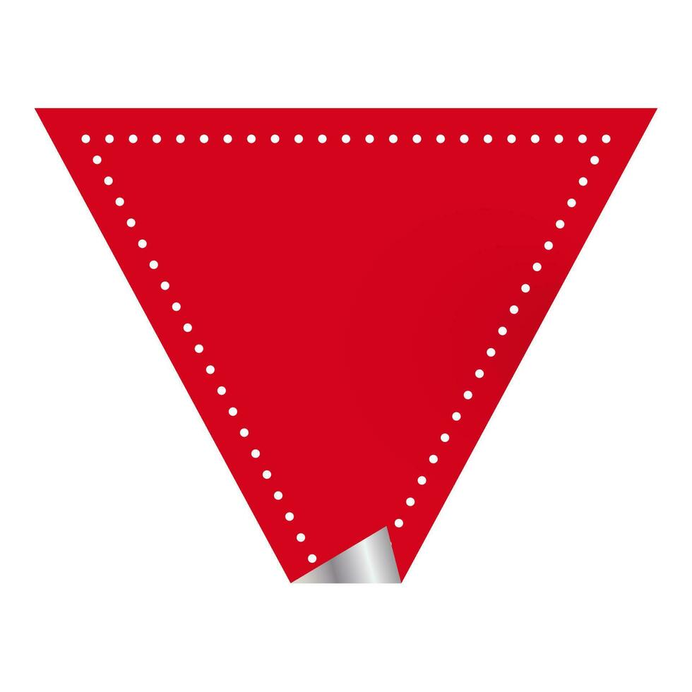 Curl Triangle Shape Label In Red Color. vector