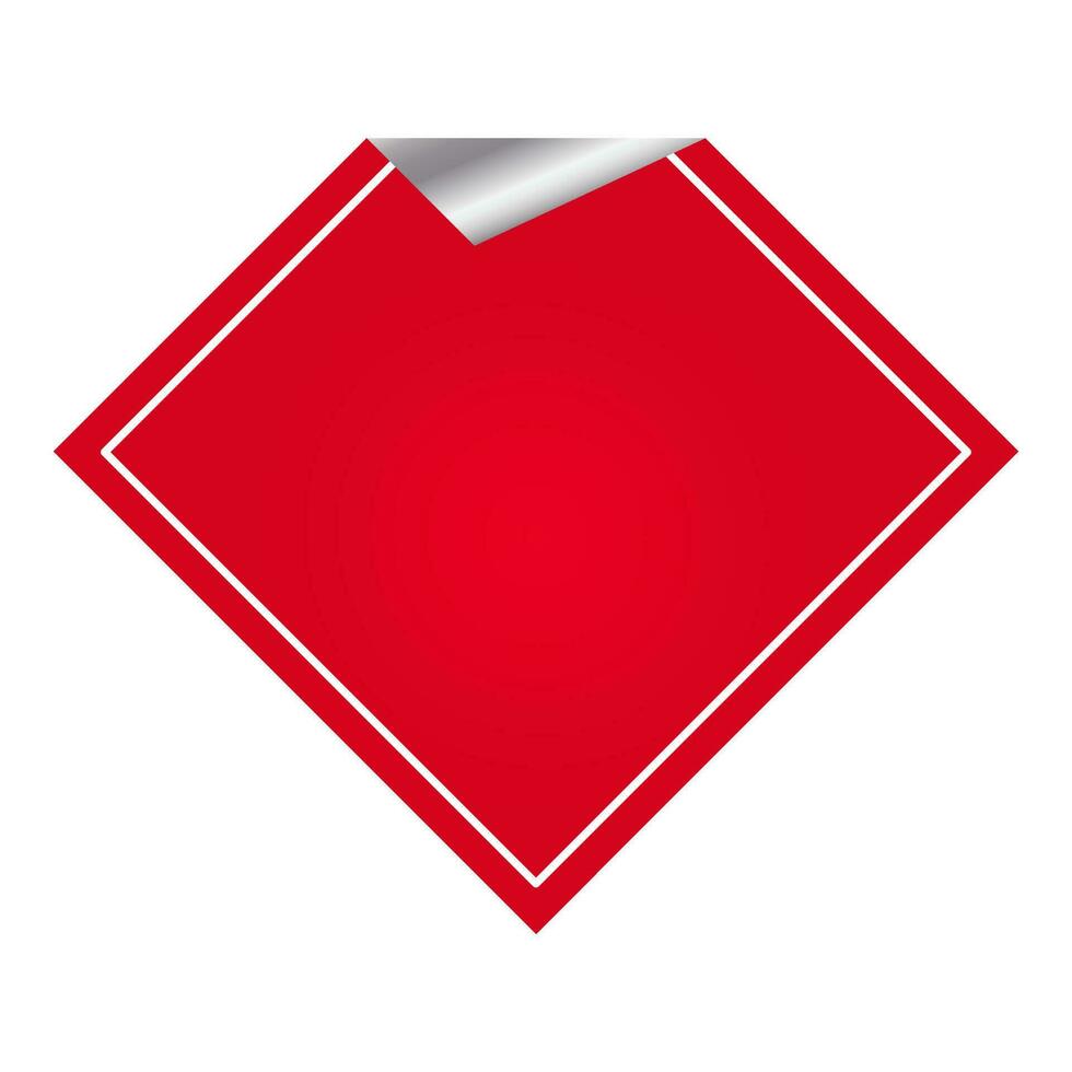 Empty Curl Rhombus Element In Red Color. vector