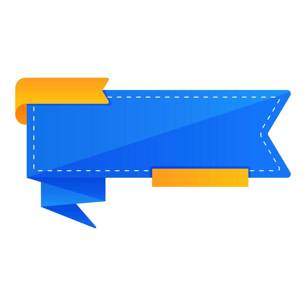 Empty Paper Ribbon, Label Element In Blue And Chrome Yellow Color. vector