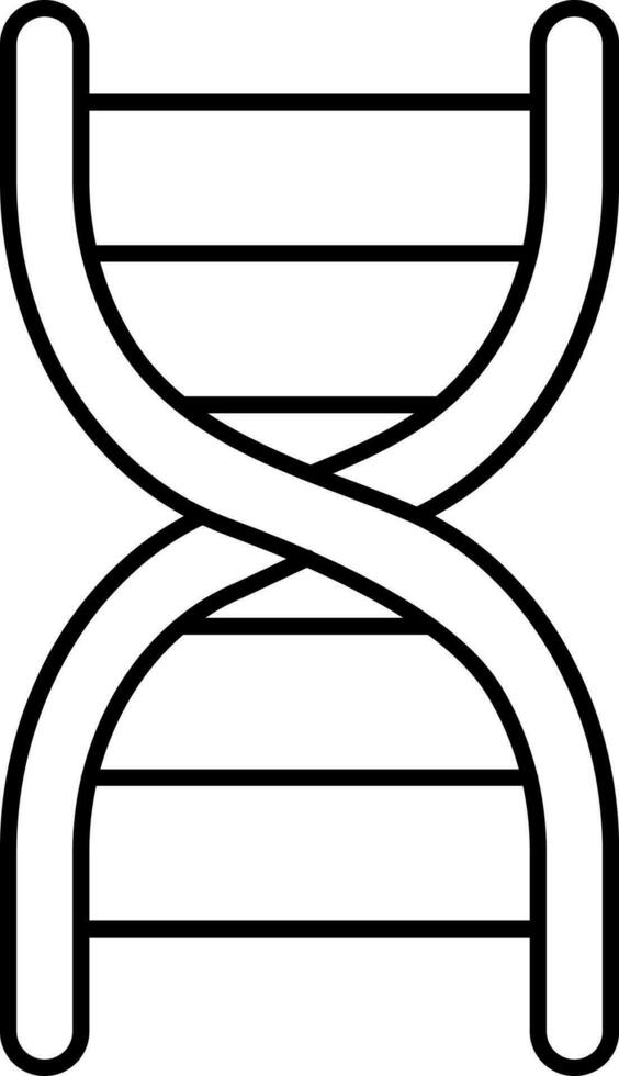 Black Line Art Illustration Of Dna Structure Icon. vector