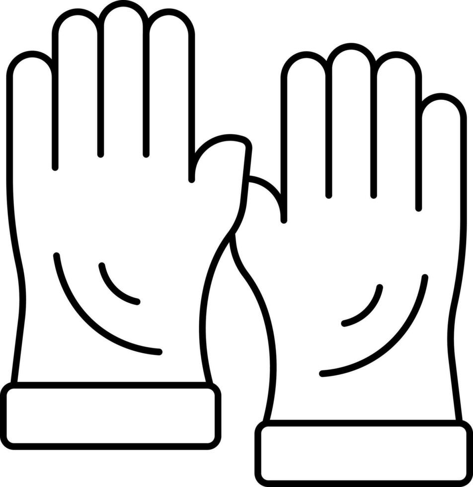Black Thin Line Art Of Gloves Icon. vector