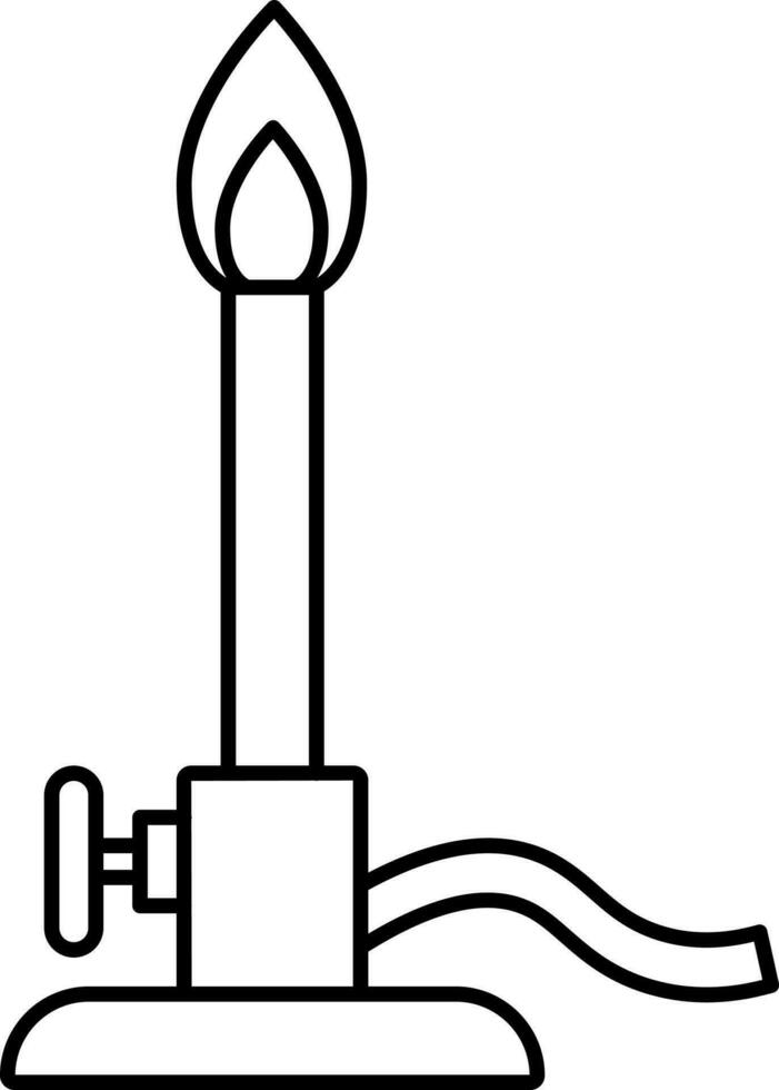 Burning Bunsen Burner Outline Icon. vector