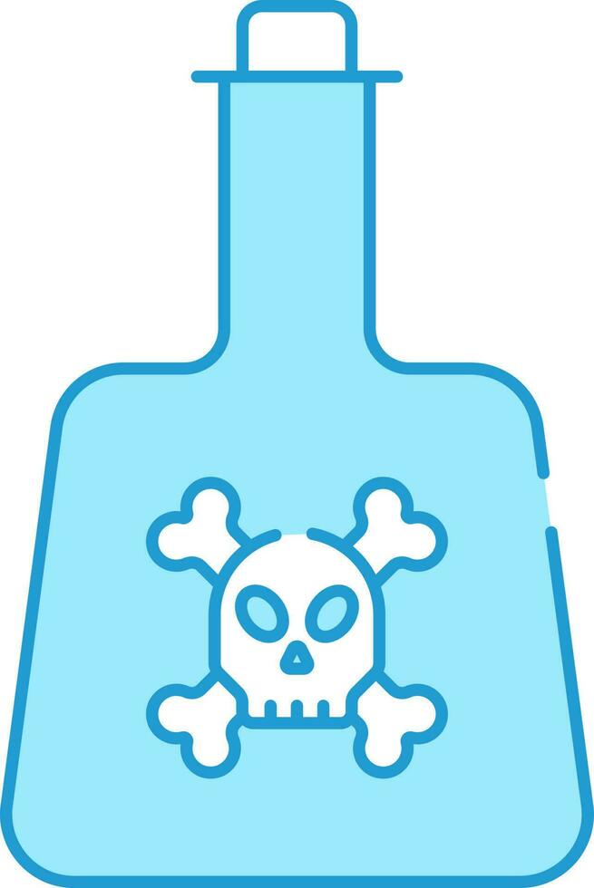 Flat Style Toxic Bottle Icon In Blue And White Color. vector