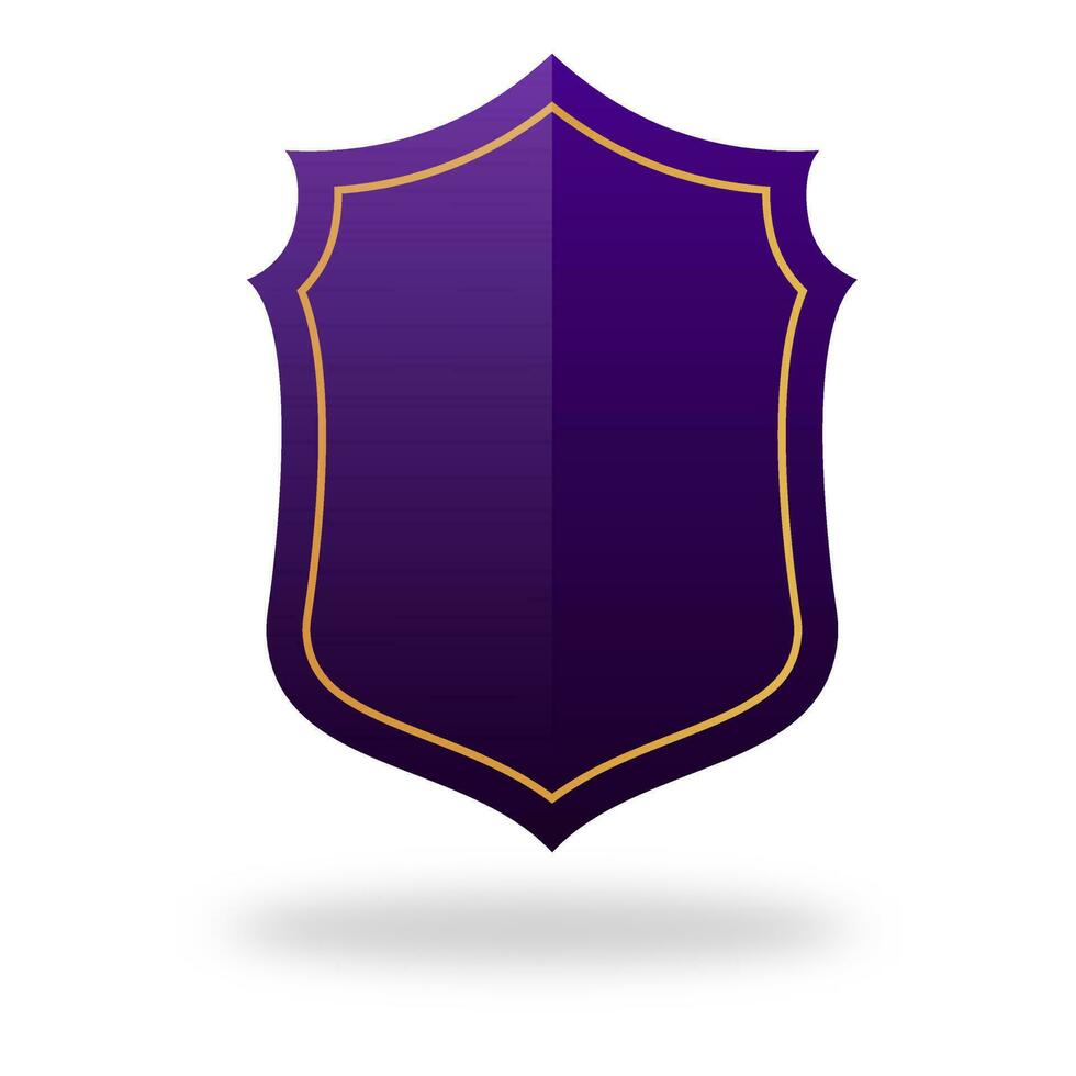 Purple Empty Shield Frame Or Label Element On White Background. vector