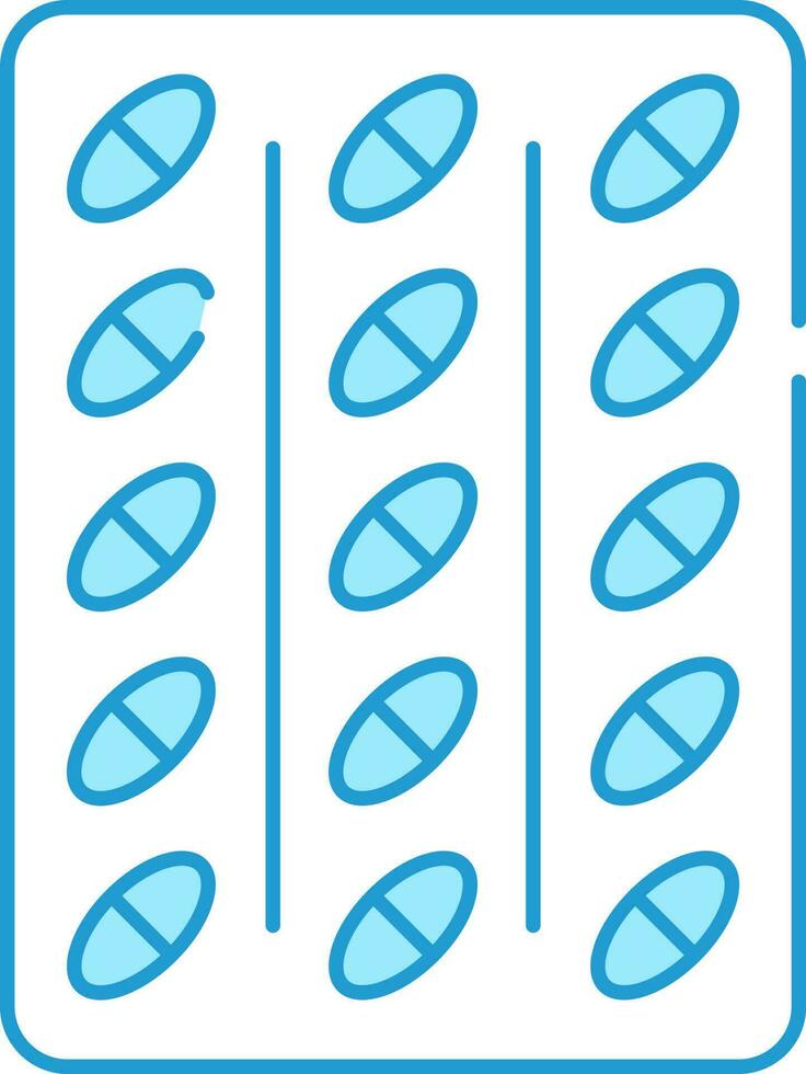 Capsule Or Tablet Packet Icon In Blue And White Color. vector