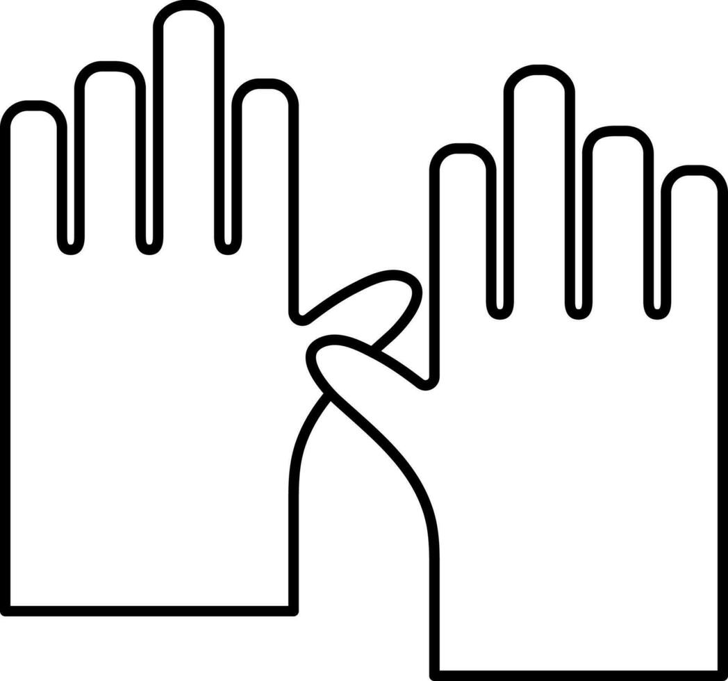 Black Thin Line Art Of Gloves Icon. vector