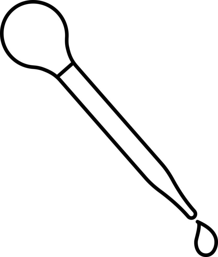 Black Line Art Illustration Of Dropper Icon. vector