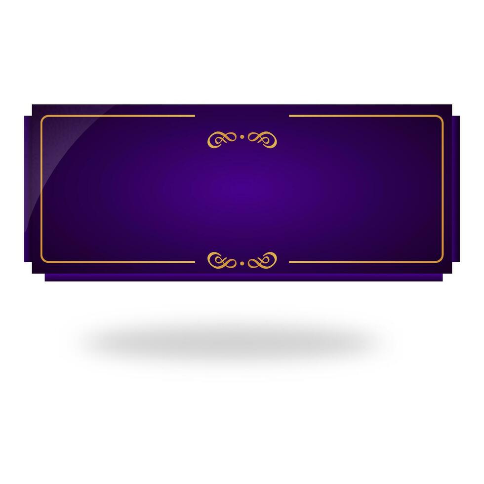 Purple Blank Rectangle Frame Element On White Background. vector