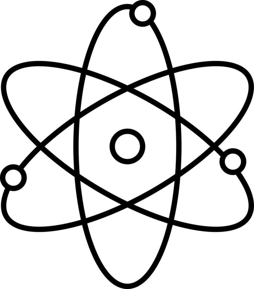 Black Lineal Style Atomic Structure Icon. vector