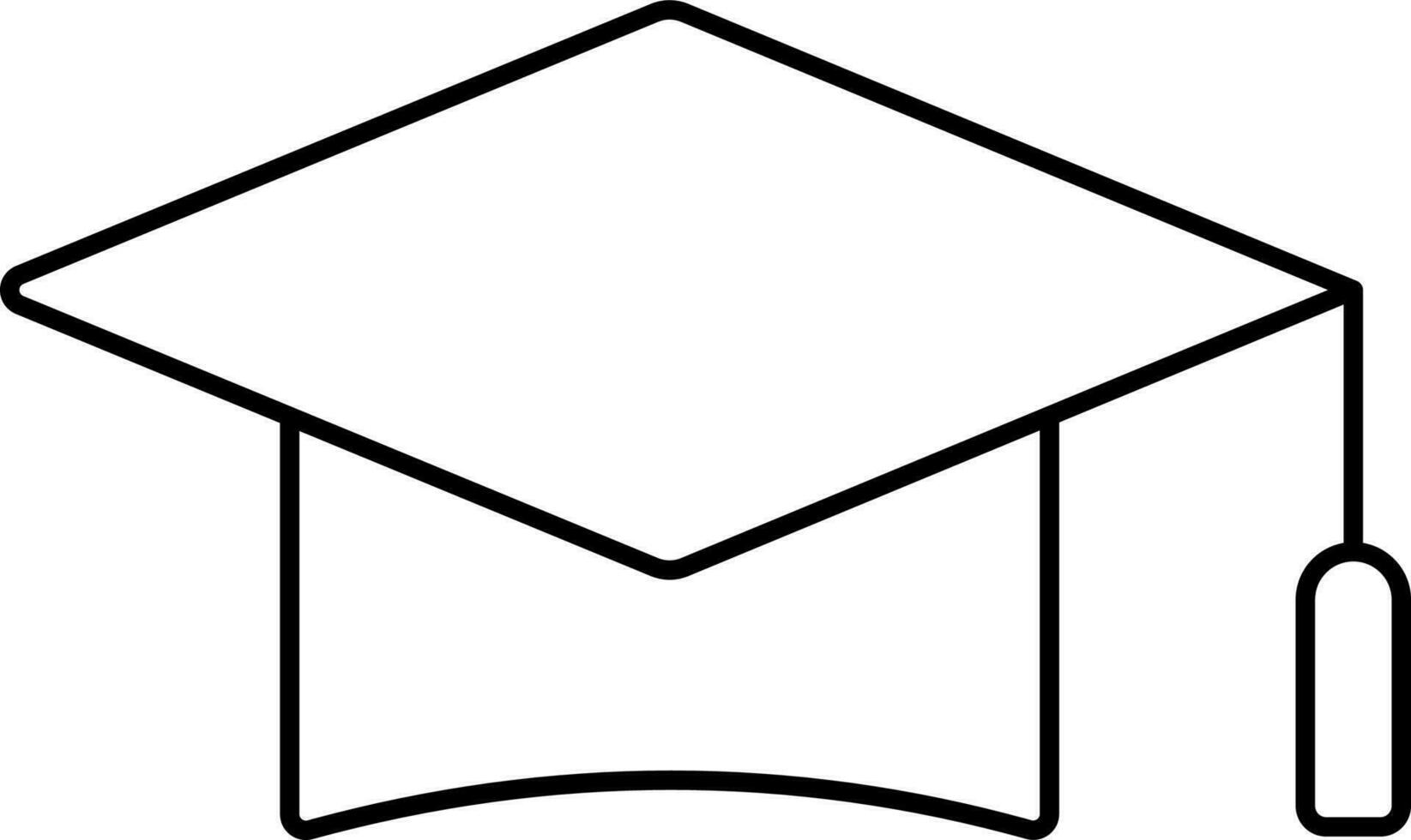 Black Lineal Style Graduation Cap Icon. vector