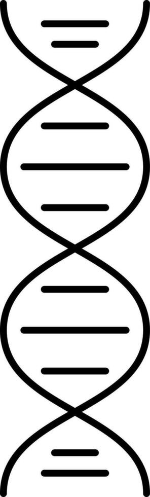 Black Line Art Illustration Of Dna Structure Icon. vector