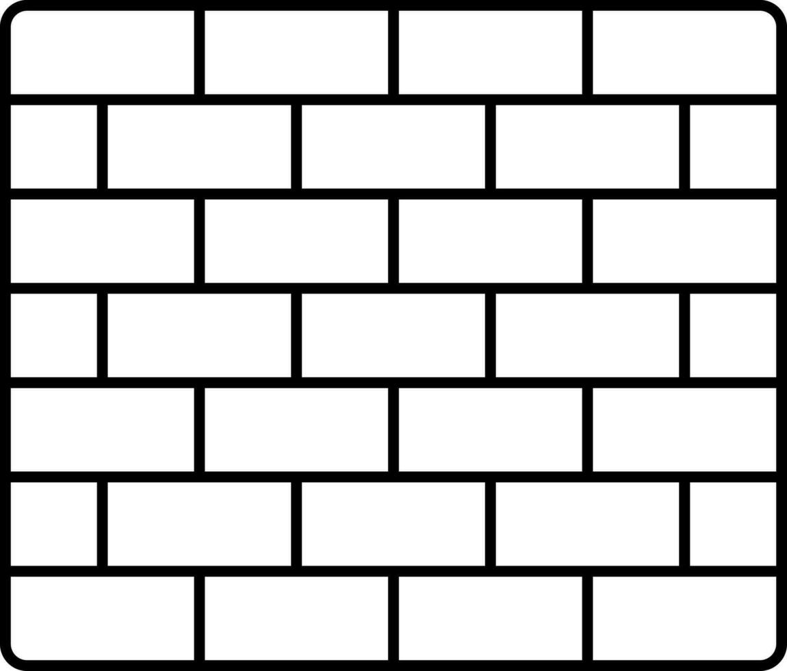 Black Thin Line Art Brick Wall Flat Icon. vector