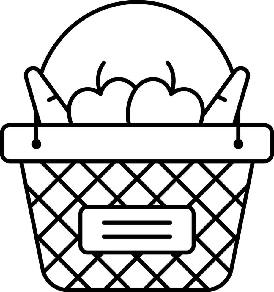 Black Stroke Illustration Of Fruits Basket Icon. vector
