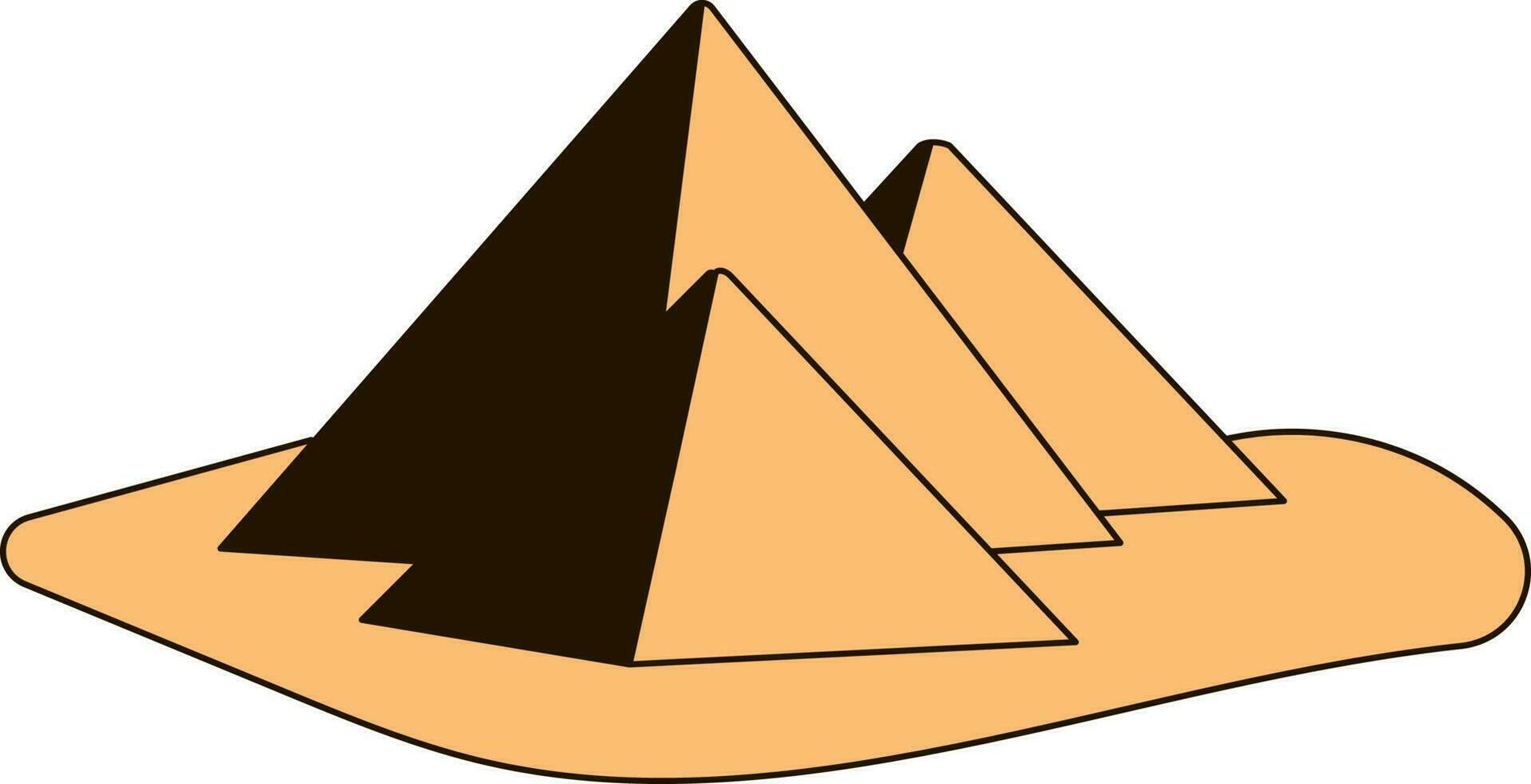 plano estilo giza pirámide icono en marrón y naranja color. vector