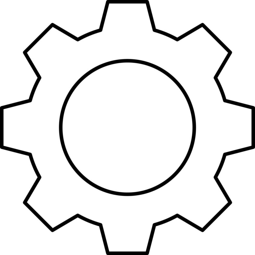 Black Thin Line Art Of Cogwheel Icon. vector