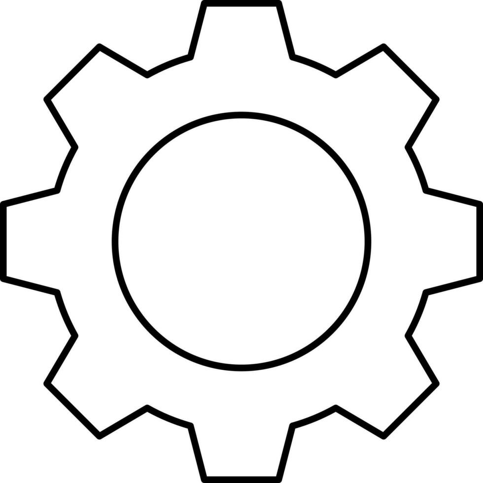 Black Thin Line Art Of Cogwheel Icon. vector