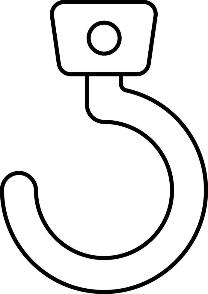 Black Outline Illustration Of Shank Hook Icon. vector