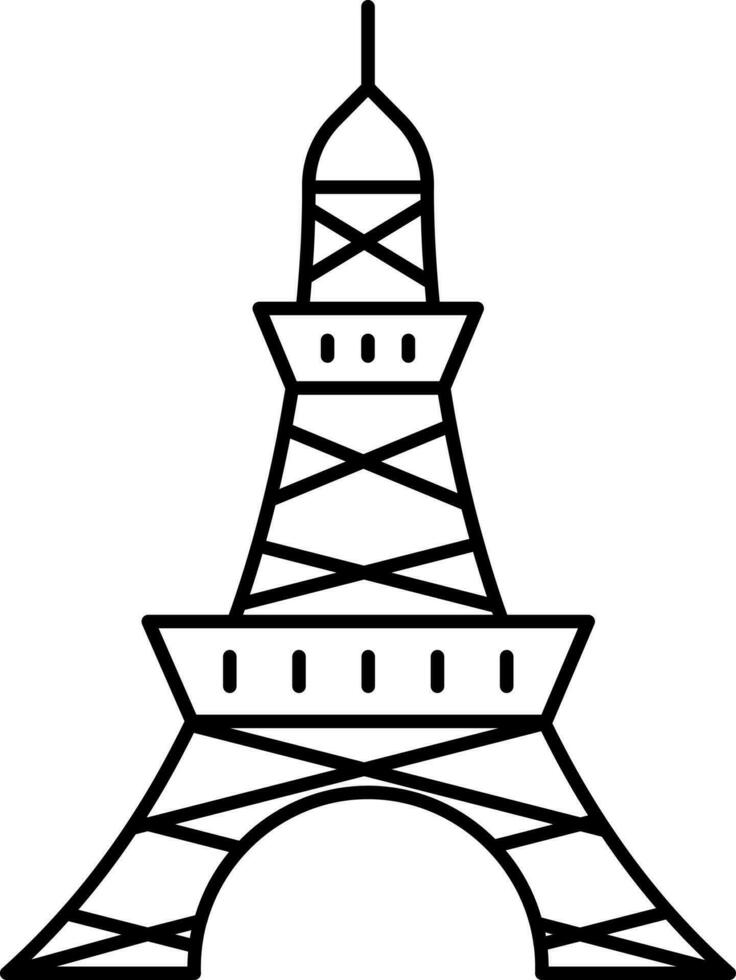 Eiffel Tower Icon In Black Linear Art. vector