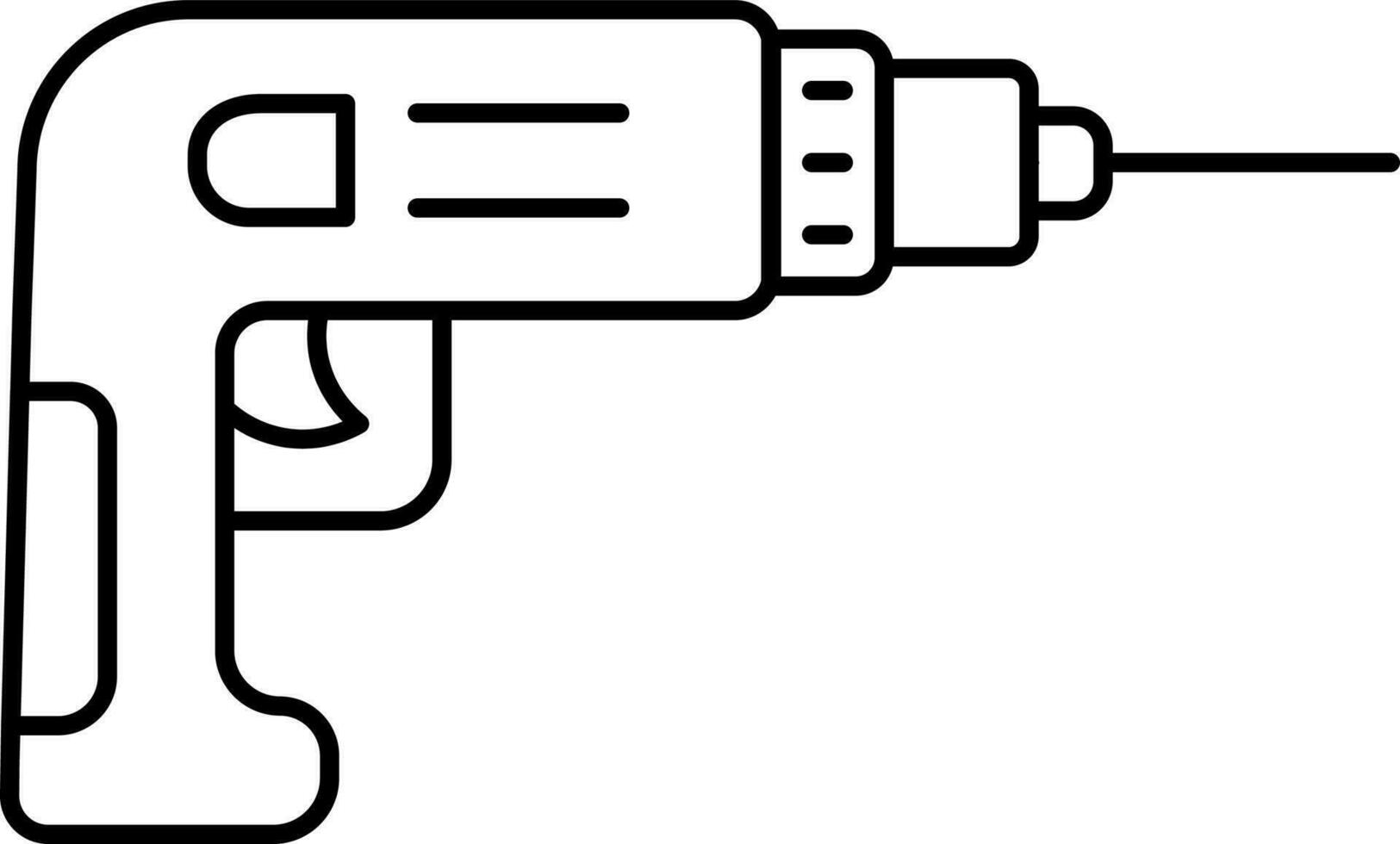 Black Outline Illustration Of Drill Machine Icon. vector