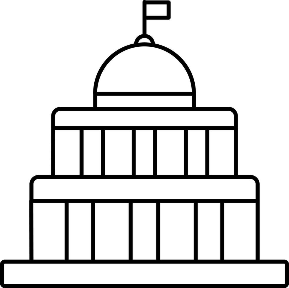 Isolated Government Building Icon Black Linear Art. vector