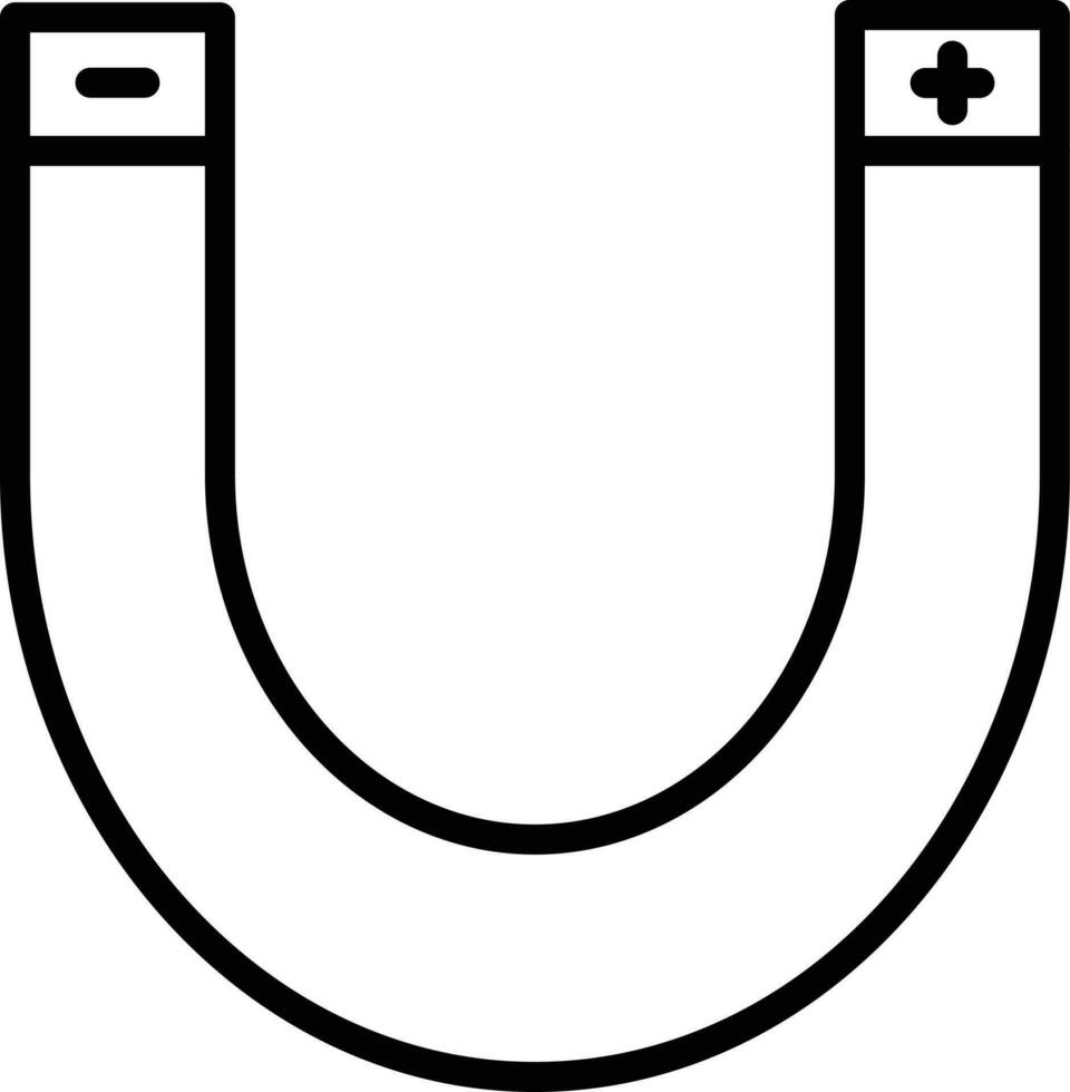 Black Stroke Illustration Of Magnet Icon. vector