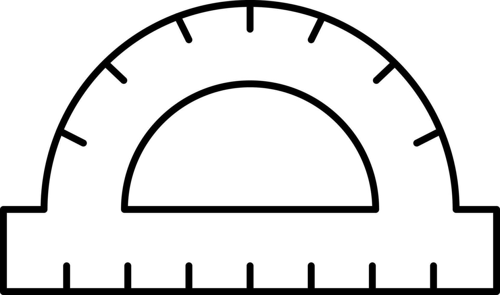 Black Line Art Protractor Scale Flat Icon. vector