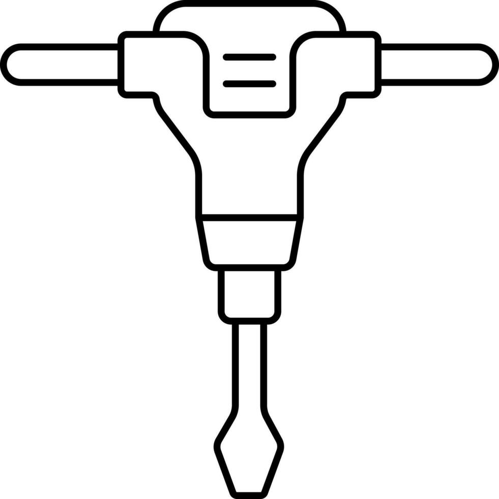 Black Thin Line Art Of Jack Hammer Icon. vector