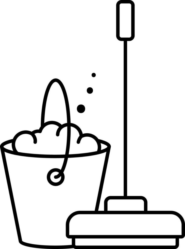 Soap Bucket With Wiper Black Line Art Icon. vector