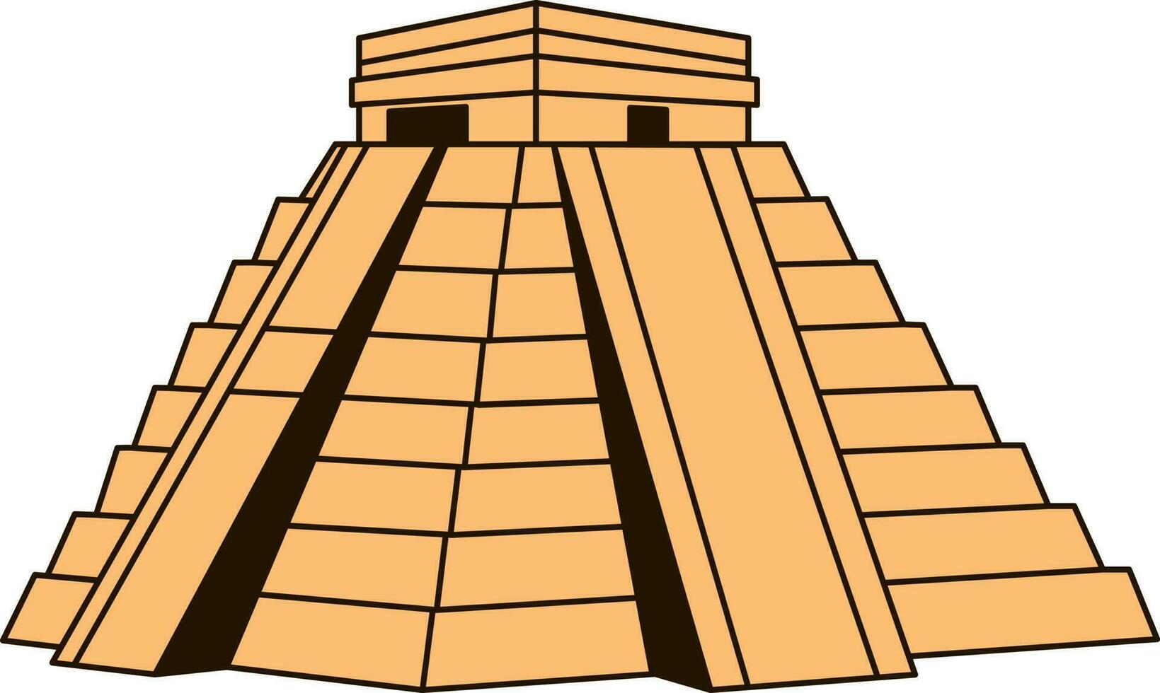 plano estilo Chichen itza icono en naranja y marrón color. vector