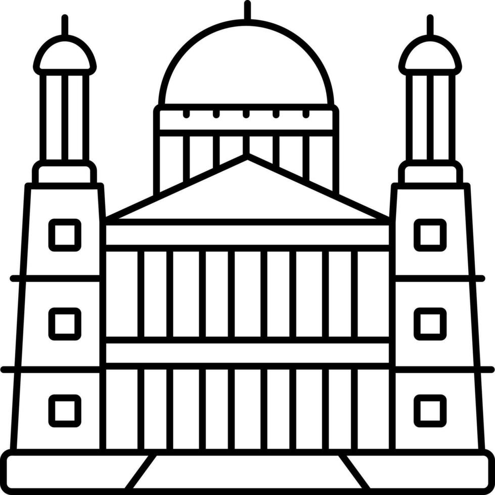 St Paul Cathedral Icon In Black Outline. vector