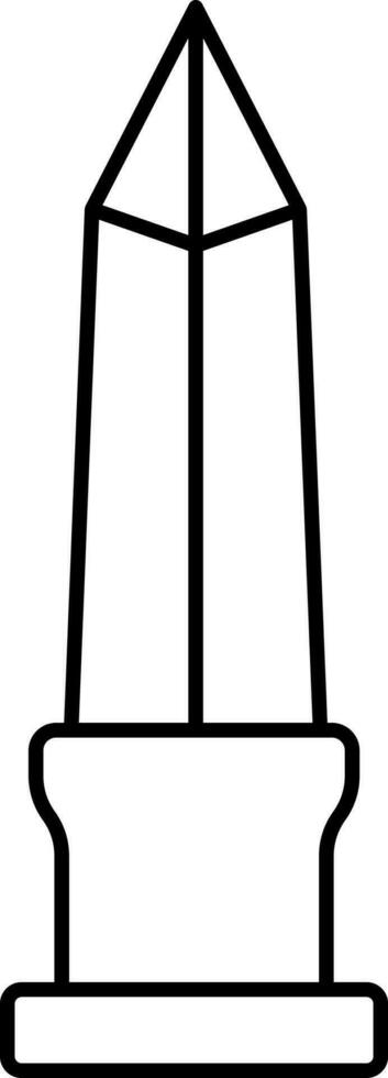 Black Line Art Obelisk Icon In Flat Style. vector