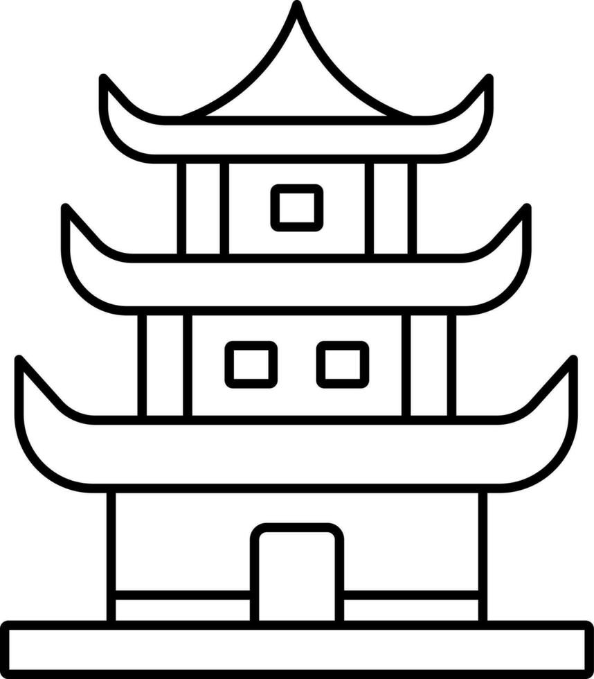 Pagoda Temple Icon In Black Outline. vector