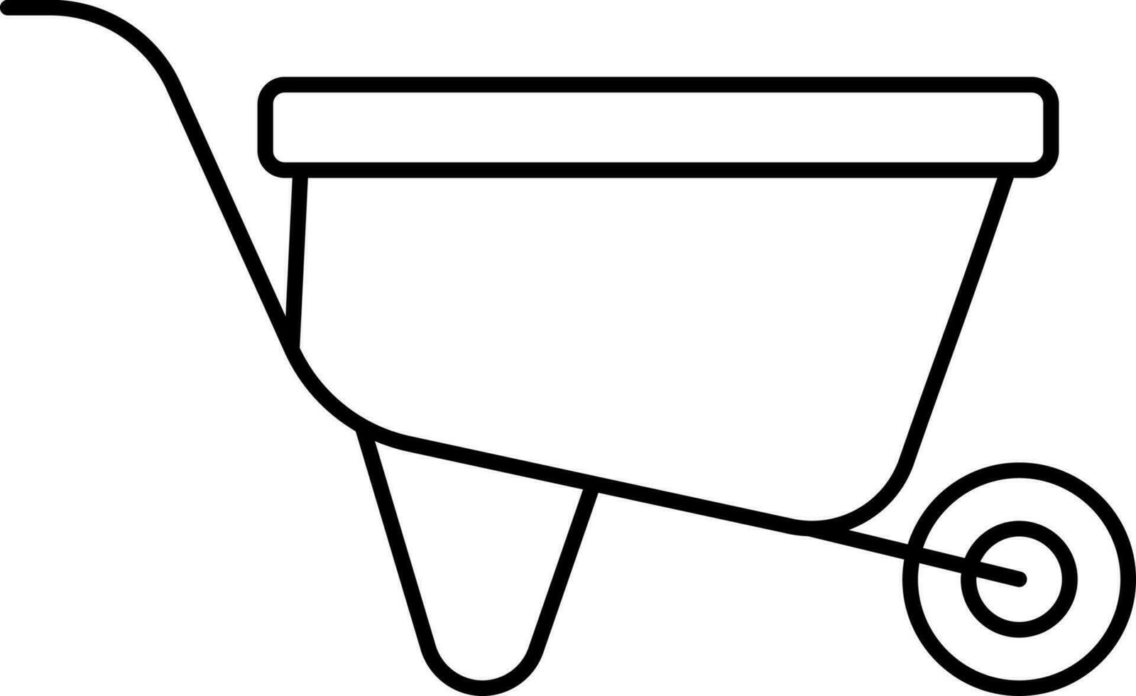 Black Thin Line Art Of Wheelbarrow Flat Icon. vector